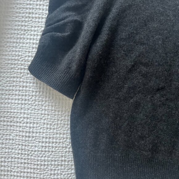 Frame Cashmere Ruched Short Puff Sleeve Sweater Dark Grey M - Picture 10 of 12